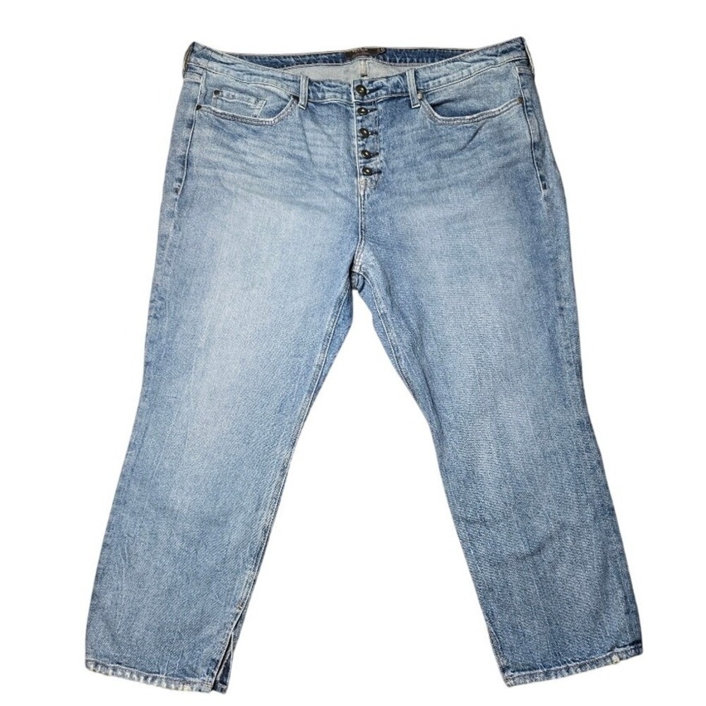 Torrid High Rise Straight Jeans Womens 20R Light Wash Button Fly Side Slit